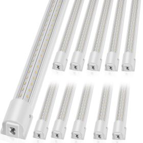 10 Pack LED Shop Light, 8 FT, 80W Linkable Shop Light Fixture, 10000 LM Ceiling Lights 59 in Power Cords with ON/OFF Switch 48 in Connector Cable