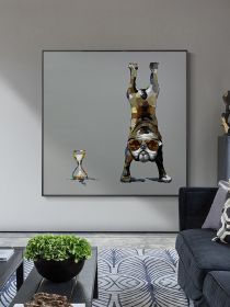 Hand Painted Abstract Upside Down Dog Wall Art Poster and Print Canvas Painting Creative Living Room Decor Picture (size: 60x60cm)