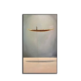 100 % Hand painted Canvas Paintings New Style Golden Boat painting Natural Landscape Creative Canvas Painting Wall Picture For Living Room office (size: 50x70cm)