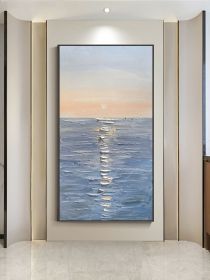Handmade Canvas Oil Painting Interior Decoration Salon Sea Dawn Modern Art Mural Living Room Bedroom Office Hotel Hanging Poster (size: 40x80cm)