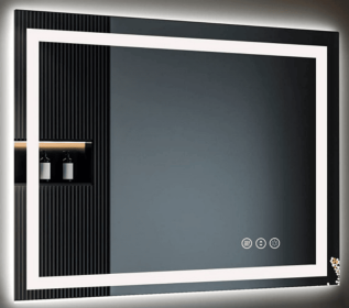 LED wall mirror with three-color temperature (RGB) and smart touch button control, featuring dimmable, anti-fog (S1R5070UL20"x28": 005S1R5070UL20"x28")